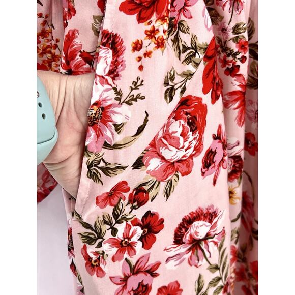 Old Navy Pink Floral Smocked Balloon Sleeve Mini Dress Sz 2XL Coquette Babydoll - Picture 7 of 13